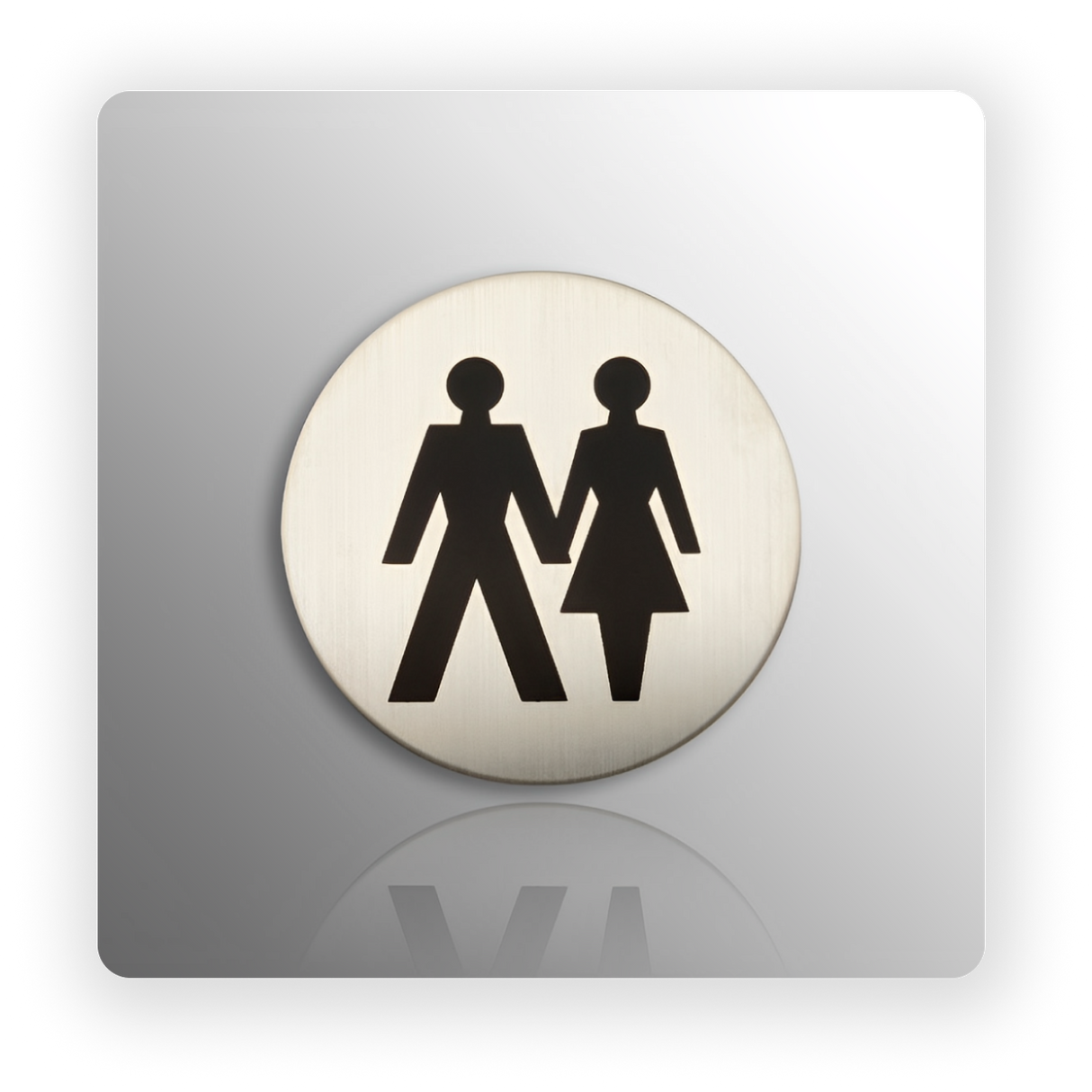 Adhesive Unisex Toilet Sign Satin Stainless Steel