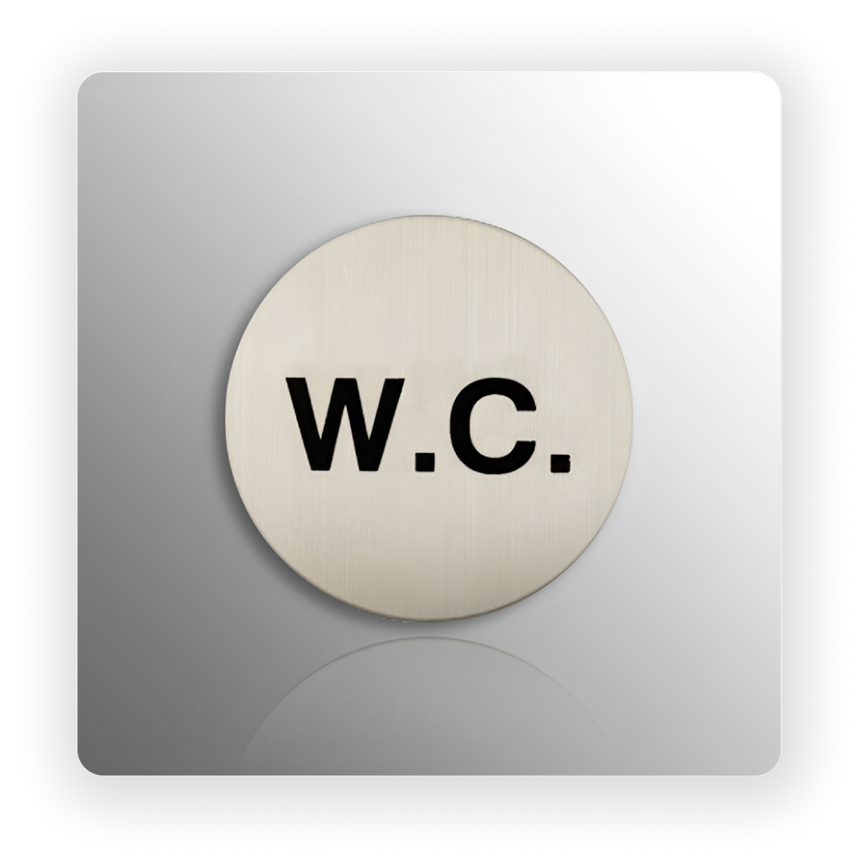 WC Sign for Washrooms 76mm Diameter Satin Stainless Steel