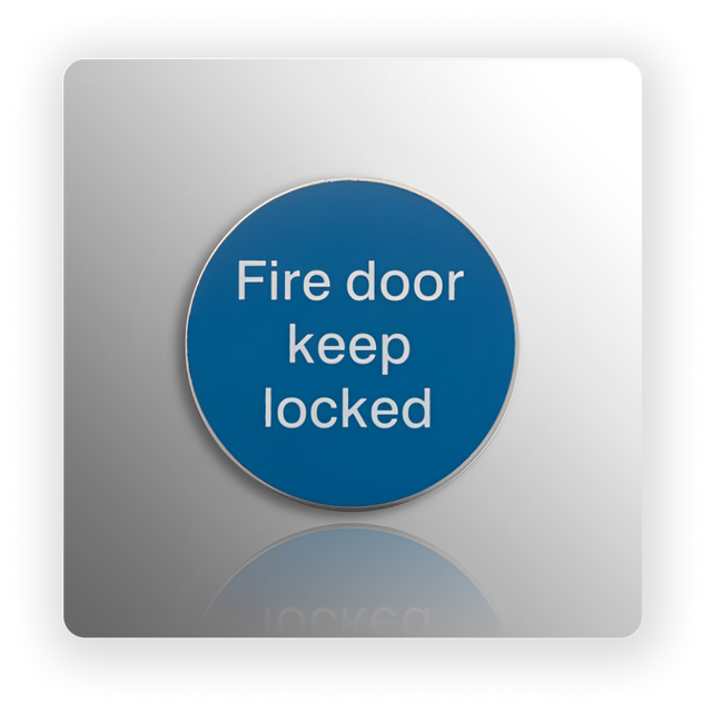 Fire Door Keep Locked Sign 75mm Diameter Satin Stainless Steel