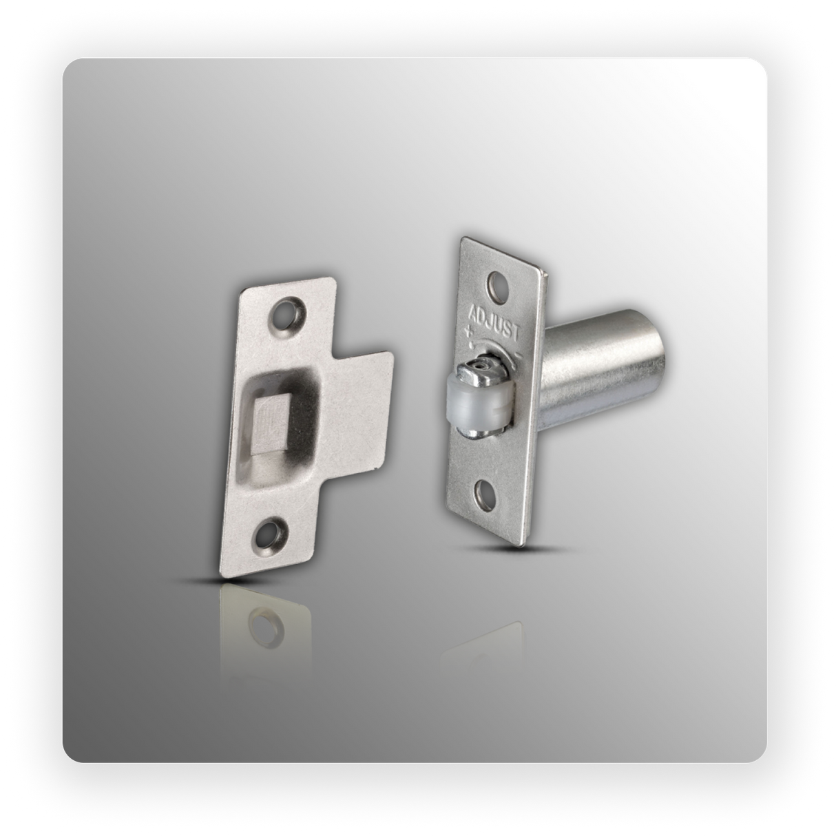 Roller Catch with Adjustable Roller Catch Projection Satin Nickel Finish