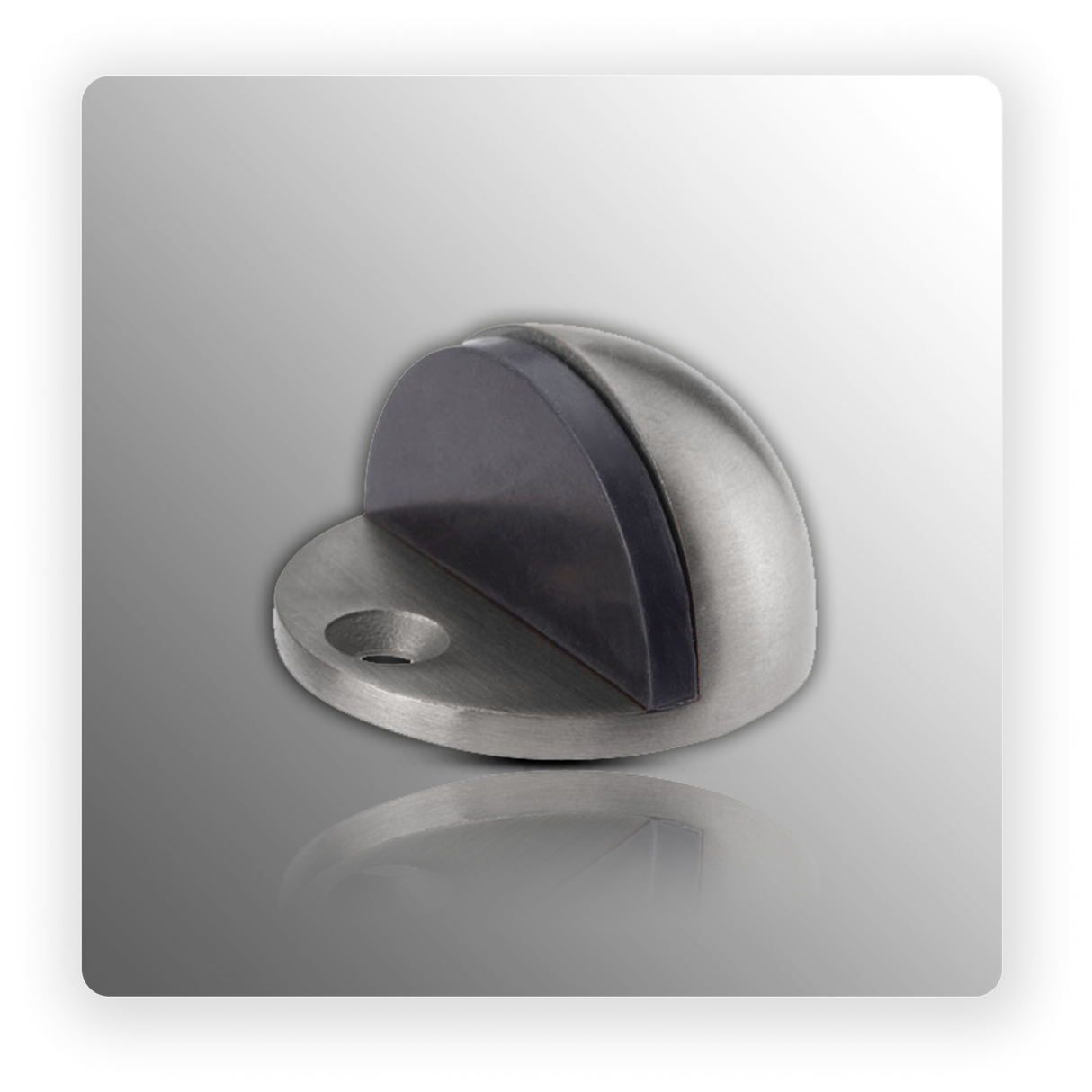 Floor Door Stop with Black Rubber Buffer and Brushed Stainless Steel Finish