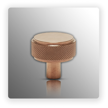 Knurled Drawer Knobs in Brushed Copper Finish