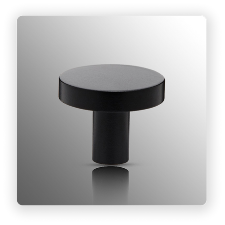 Industrial Style Matte Black Drawer Knobs 25mm Disc