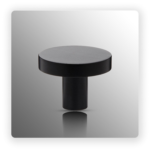 Industrial Style Matte Black Drawer Knobs 28mm Disc