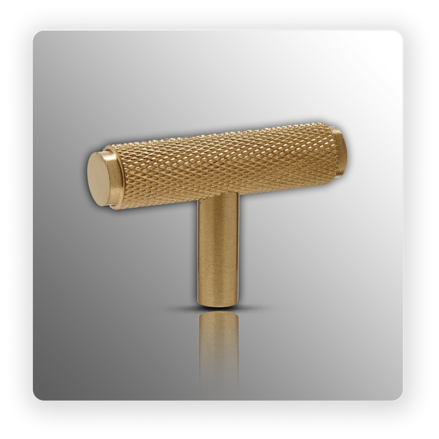 Knurled T Bar Brass Cupboard Handle 50mm Satin Brass