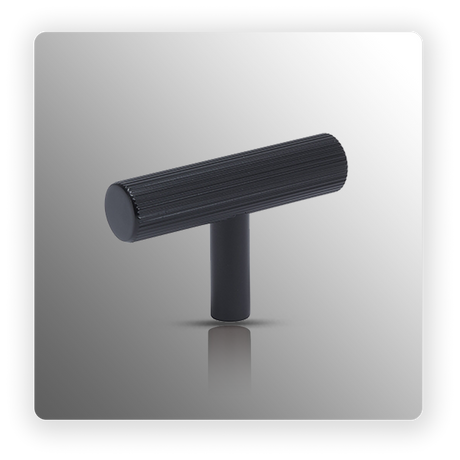 Matte Black Straight Knurled T Bar Cabinet Handle 50mm