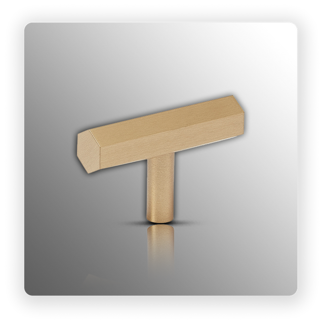 Satin Brass Hex T Bar Cabinet Handle 50mm