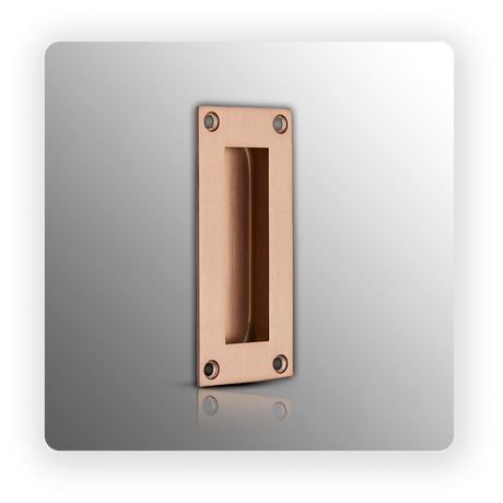 Rectangular Flush Pocket Door Handle 102mm x 45mm Copper