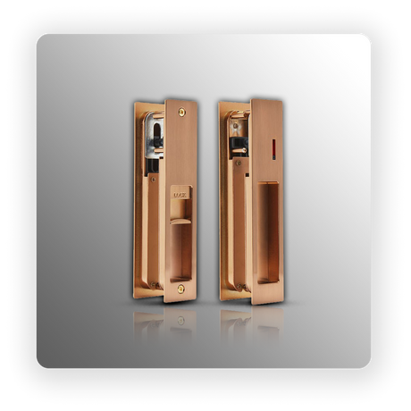 Pocket Door Lock with Indicator for Bathroom Door Copper