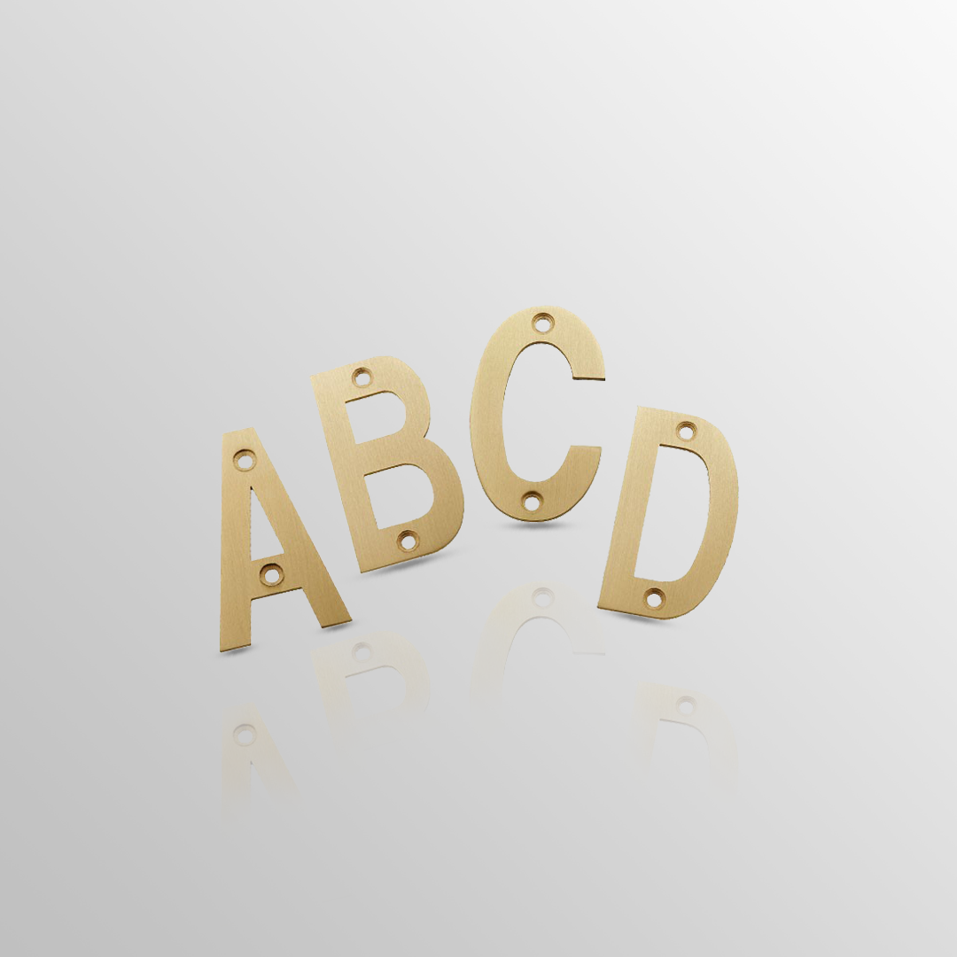 Front Door Letters 3 Inch Satin Brass Letters A - D